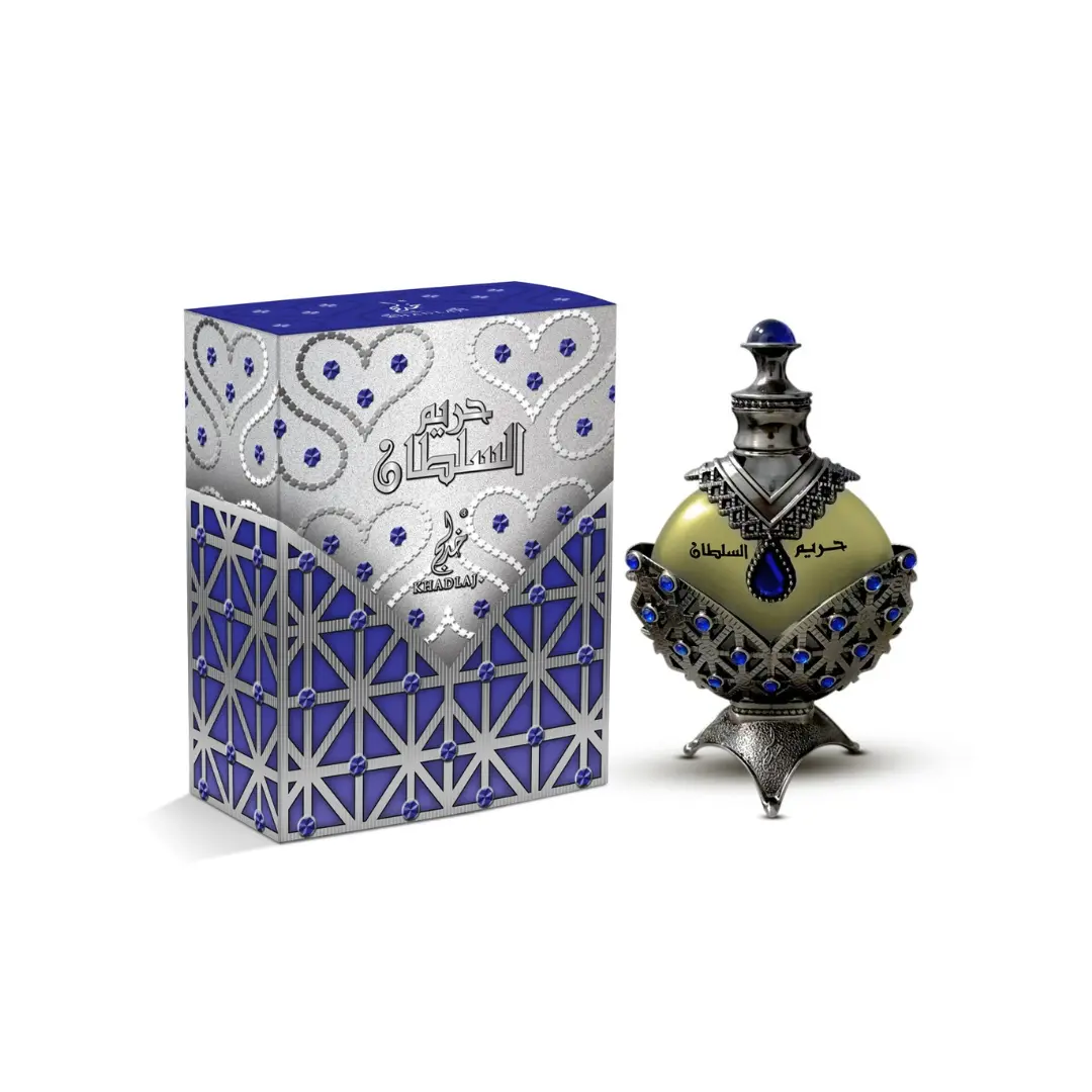 KHADLAJ Hareem Al Sultan Blue Antique Perfumed Oil 35ml - Long-Lasting Unisex Arabian Fragrance - Newest Release, Enchanting Elegant Aromatic Citrusy Fragrance Scent Blend with Citrus Blend Floral Notes
