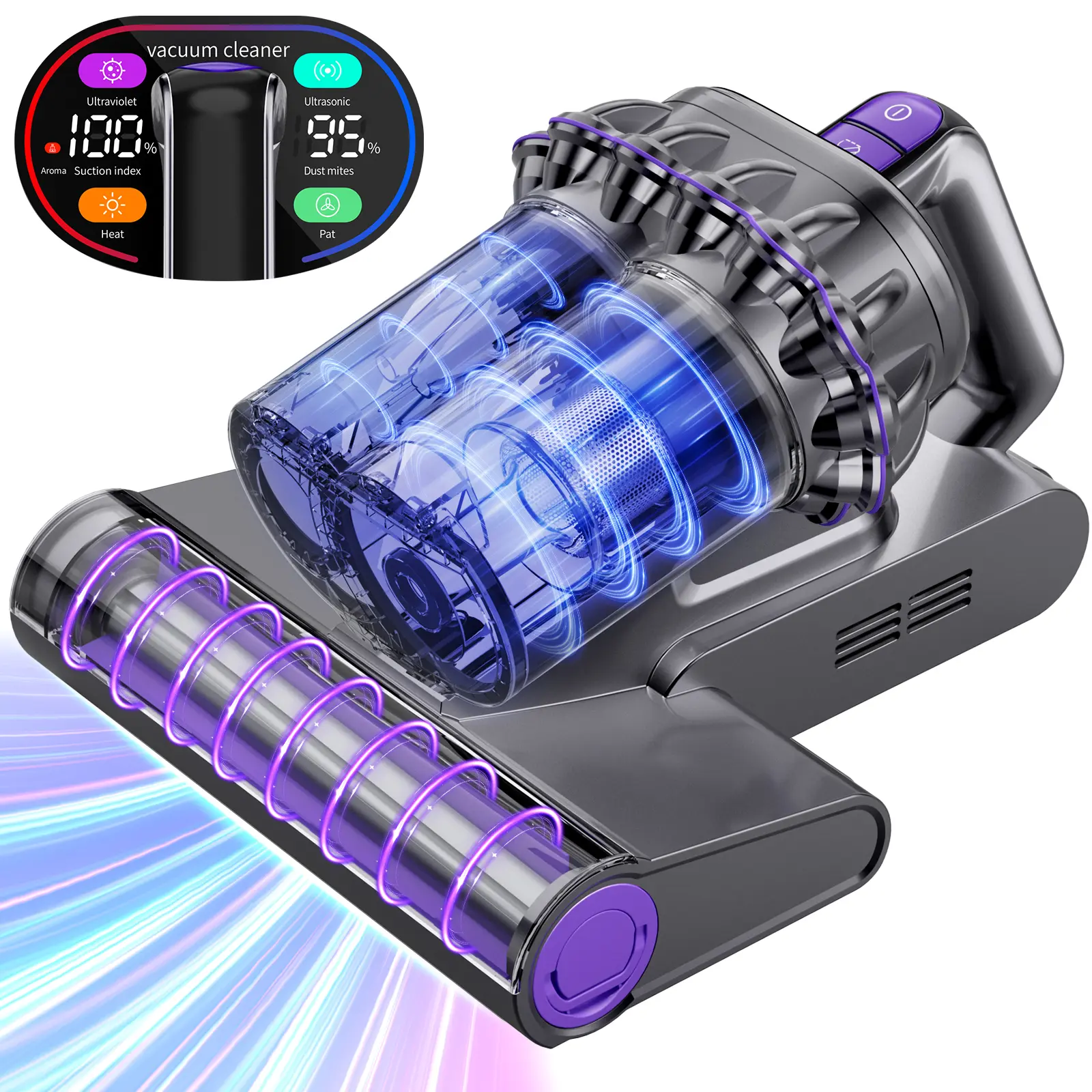 V VOCESOR Mattress Vacuum Cleaner, 16kPa Powerful Suction, UV-C Light & Heating for Dust Mites, Handheld Vacuum with HEPA Filter for Deep Cleaning Beds, Sofas, Carpets & Upholstery, Home Essentials back to school