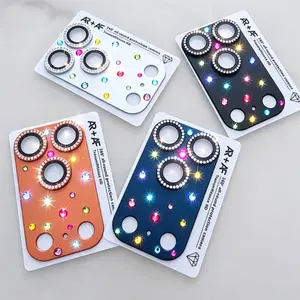 For iPhone 17 Pro Max Lens Protector, Diamond-Embedded Full Coverage, Colorful Dot Design, Comprehensive Camera Protection