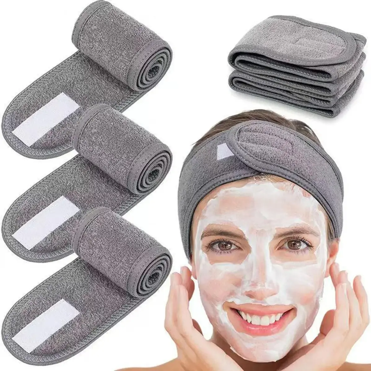 Women's 3-Piece Adjustable Custom Fit Towel Headbands Set - Soft Gentle Touch Fabric, Skin-Safe Camouflage Athletic Headbands, Accessories for Women, for Yoga, Daily Use, Female, Adjustable Design, All, Aesthetic, Workout Hairband, Adjustable Fit