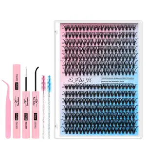DIY Lash Extension Kit Volume Lash Clusters 280PCS D Curl 30D & 40D Individual Lashes with Bond & Seal Tweezers Thick Wispy Eyelash Extensions for At Home Application