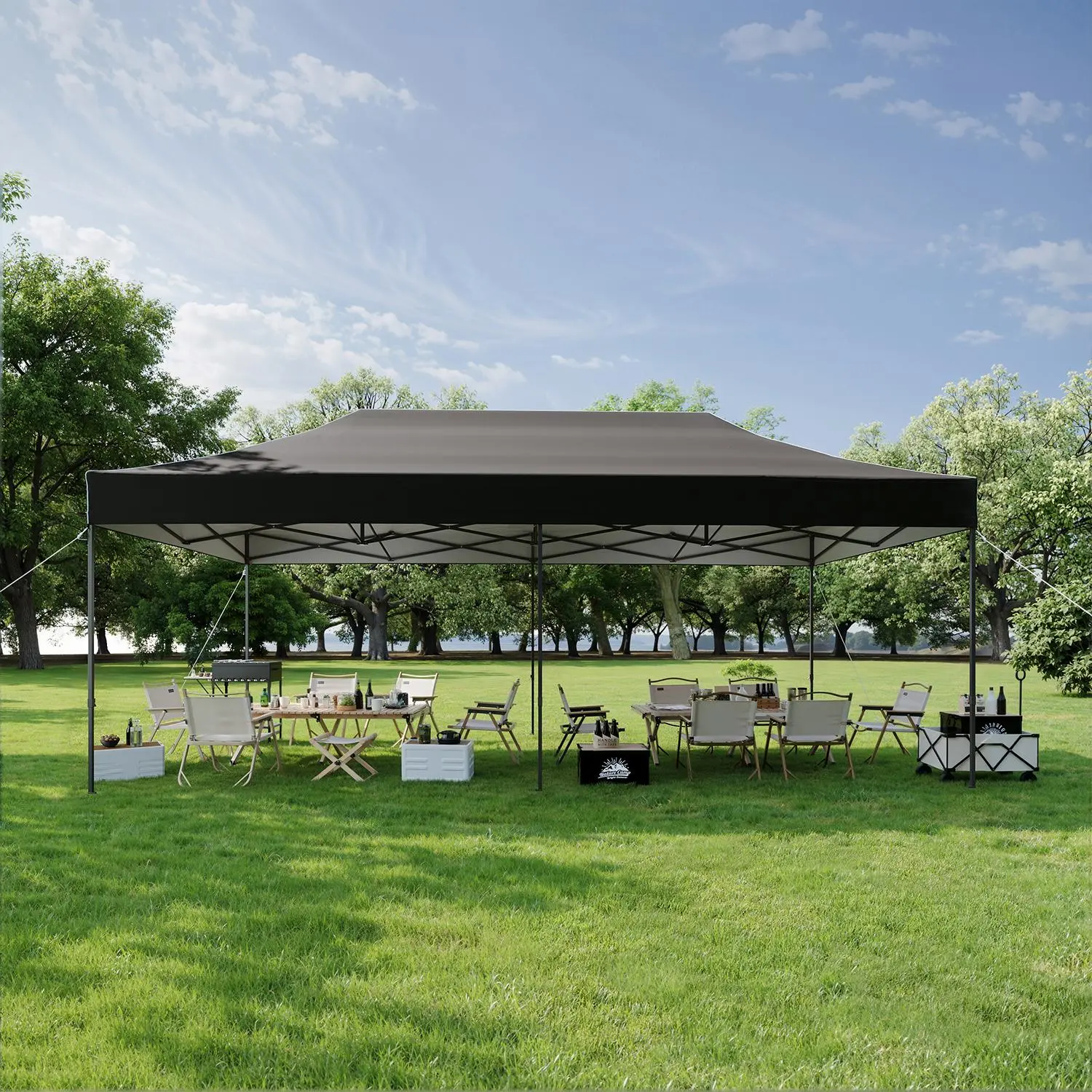 Aoxun 10x10 /10x15/10x20 Pop up Canopy Tent for Parties, Easy Up Commercial Outdoor Canopy Wedding Party Tents UPF 50+ Waterproof Gazebo Tent with Roller Bag & Sand Bags summerwins shade pool area