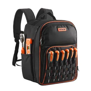 VEVOR Tool Backpack,  49 Pockets, Heavy-duty Tools Storage Organizer Work Bags with Laptop Compartment & Reinforced Fabric Base, Electrician Jobsite Backpack for Electrician, Repairman