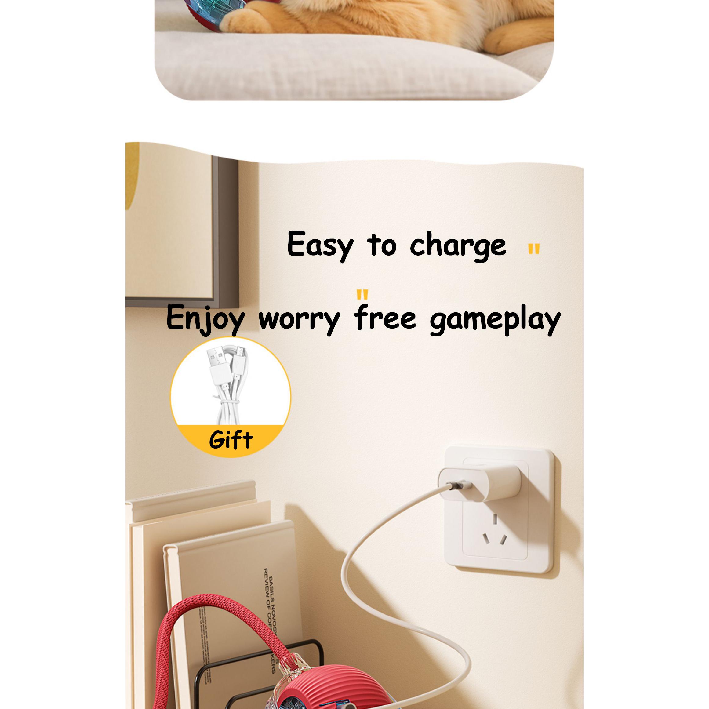 New Cat Interactive Ball Toy Automatic Rolling Ball Faux Tail Rechargeable Smart Pet Electric Toy Dog Cat Training Imitate Mouse