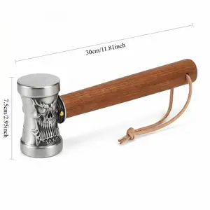 Unique Gothic Style Hammer Stainless Steel Head with Solid Wood Handle Multi-Purpose DIY Tool for Men Valentine's Day Birthday Gifts Statue Fist-Shaped Desktop