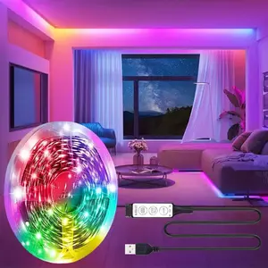 RGB LED Strip Light, Bright Led, RGB Ambient Lighting, RGB Light Effect, USB Powered Flexible Patch Lights for TV Background & Gaming Room Decor, Three-Key Control No Batteries Needed