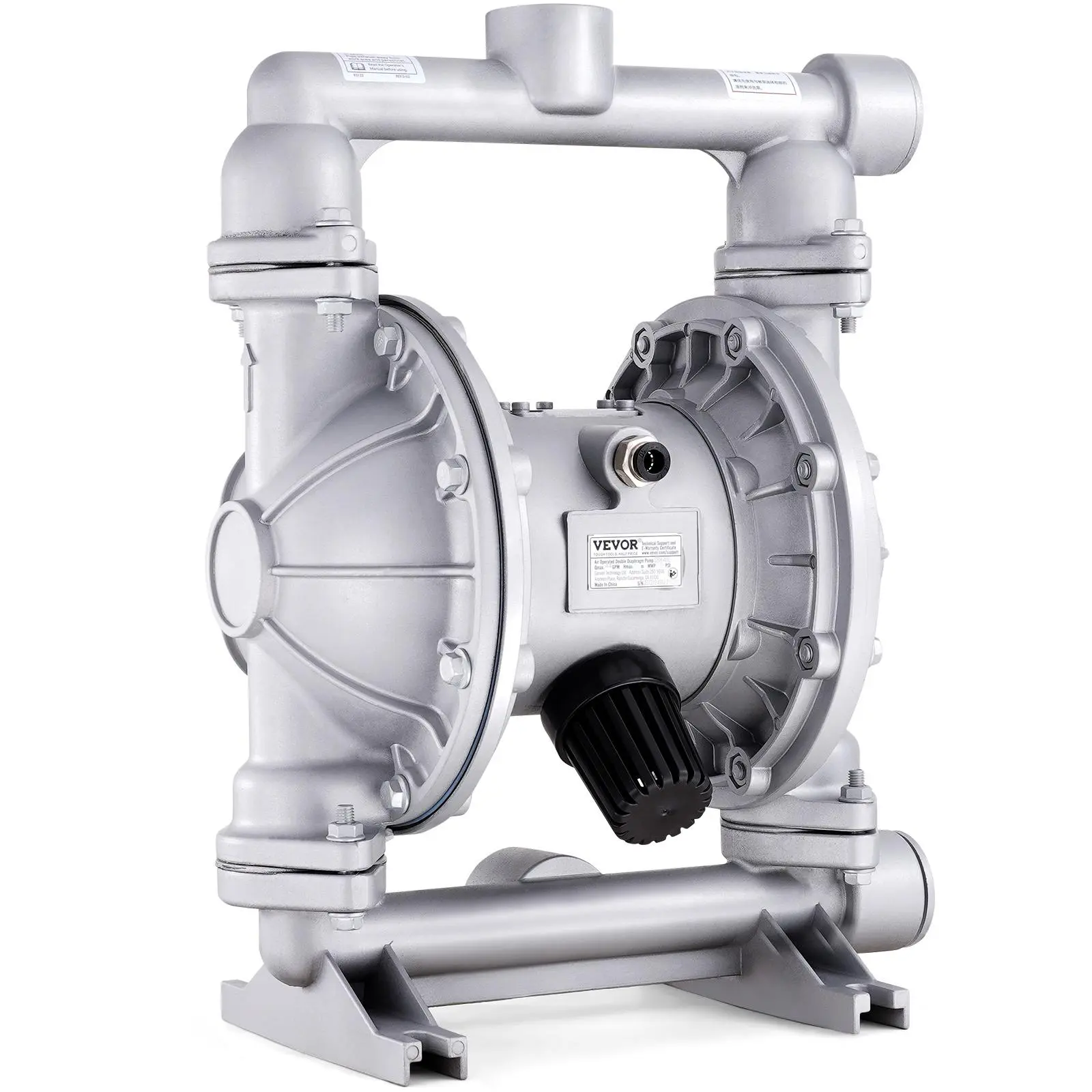 【summerfinds】VEVOR Air Operated Double Diaphragm Pump, 44GPM, Max 115PSI Air Waste Oil Pneumatic Transfer Pump with 2 Extra Diaphragms, 1-1/2 inch Inlet & Outlet Aluminum Alloy Diaphragm Pump for Diesel Grease Oil