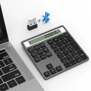 Wireless Bluetooth Numeric keypad and Calculator 2-in-1 Silent Multifunction keypad with Display Office Business for PC, Mac, Laptop, Desktop
