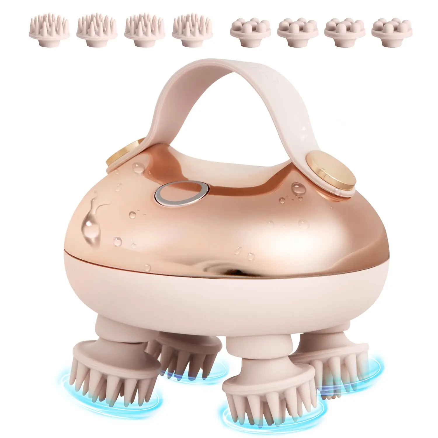 Cordless Electric Scalp Massager - Rechargeable Relief Massage Device with 8 Detachable Heads, 74 Silicone Balls, Deep Hair Cleaning & Stress Relief, Ideal Gift for Parents, Relief Massage Devices