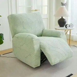 KinCam 4-Piece Stretch Jacquard Recliner Chair Cover, Elastic Sofa Slipcover with Elastic Bottom, High-Stretchy Durable Lazy Boy Furniture Protector