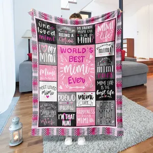 1PC Mimi Gift, Mimi Gift for Grandparents' Day, Mimi Gift for Grandma - Cool Mimi Birthday Gift - Grandma Mimi Soft Flannel Blanket, Best Mimi Gift Pink (Mimi Blanket) Bed Blanket Sofa Blanket Soft Blanket