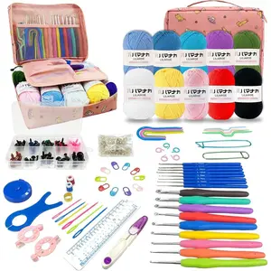 Crochet Kit for Beginners Adults, 167 PCS Knitting Kit with Ergonomic Hooks, Portable Crochet Kits Include 10 Color Yarn, Crocheting, Accessories and Bag