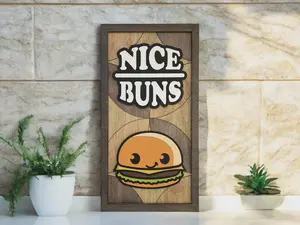 Nice Buns Kitchen Sign | 3D Layered Laser Cut Wood Wall Art | Funny Kitchen Decor