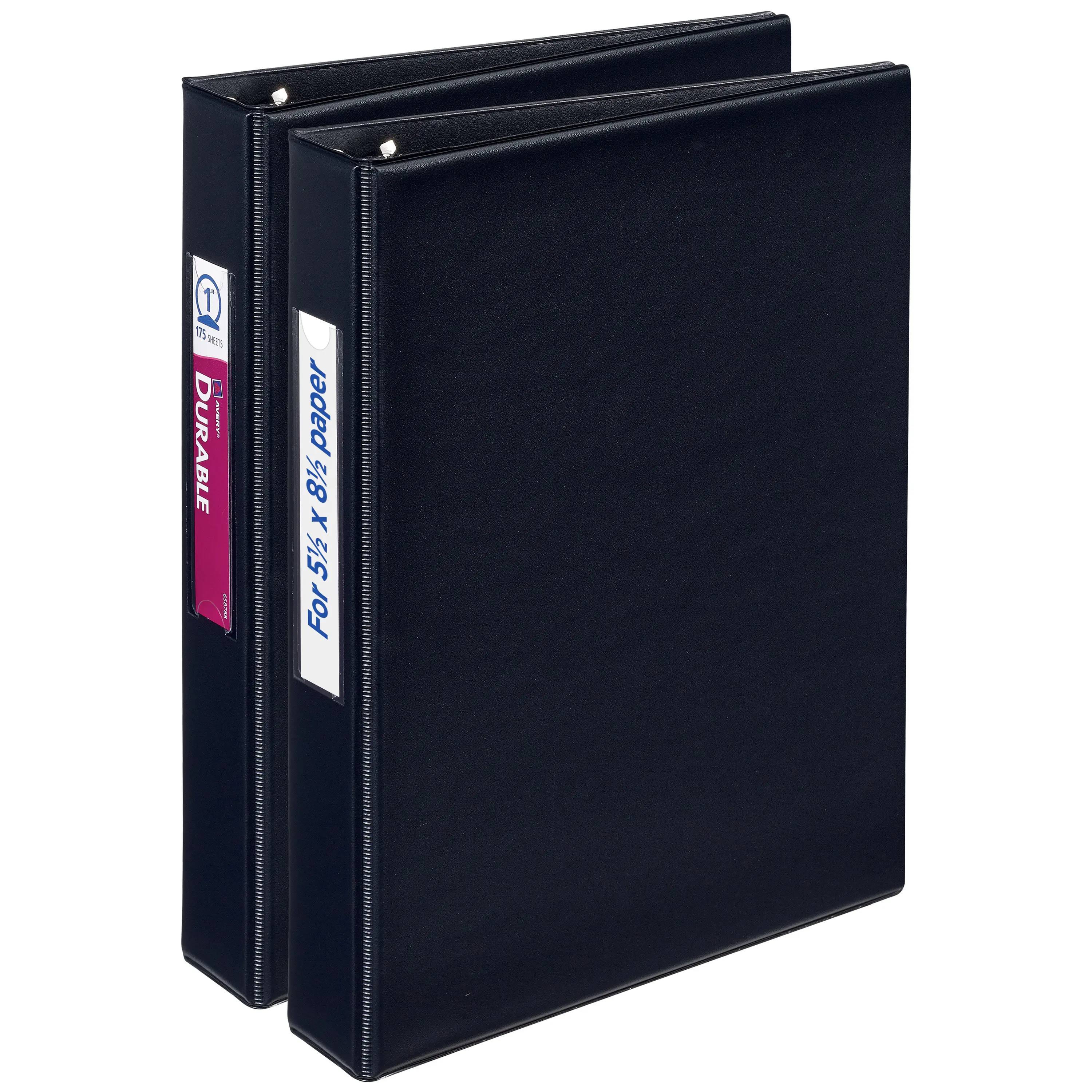 Avery® Mini 3-Ring Portfolio Document Binder with Vinyl Cover, Holds 5.5"x8.5" Paper, 1" Round Rings, 175-Sheet Capacity, 1.4" Wide Spine, Label Holder & Business Card Holder, 1 Black Binder for Home, Office (01443), Portfolio Binder, Recipe