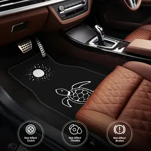 4pcs Whimsical Sea Turtle & Sunset Car Mats - Non-Slip, Comfortable Polyester Floor Mats for Cars & SUVs, Ideal Gift for Men and Women, Car Floor Mat | Whimsical Design | Durable Floor Mat, Car Mat, Car Interior Accessory