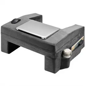 VEVOR Reading Pillow, Lap Desk Pillow with Washable Cloth, Large Bed Pillow with 2 Pockets and Cup Holder, Memory Foam Bed Rest for Reading, Gaming, Resting, Working, Grey