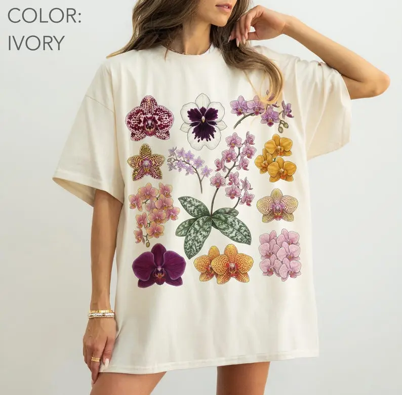 Vintage Orchid Shirt Comfort Colors, Phalaenopsis Orchid Shirt, Moth Orchid Floral Shirt, Botanical Flower Shirt, Cottagecore Garden Shirt Aesthetic Casual