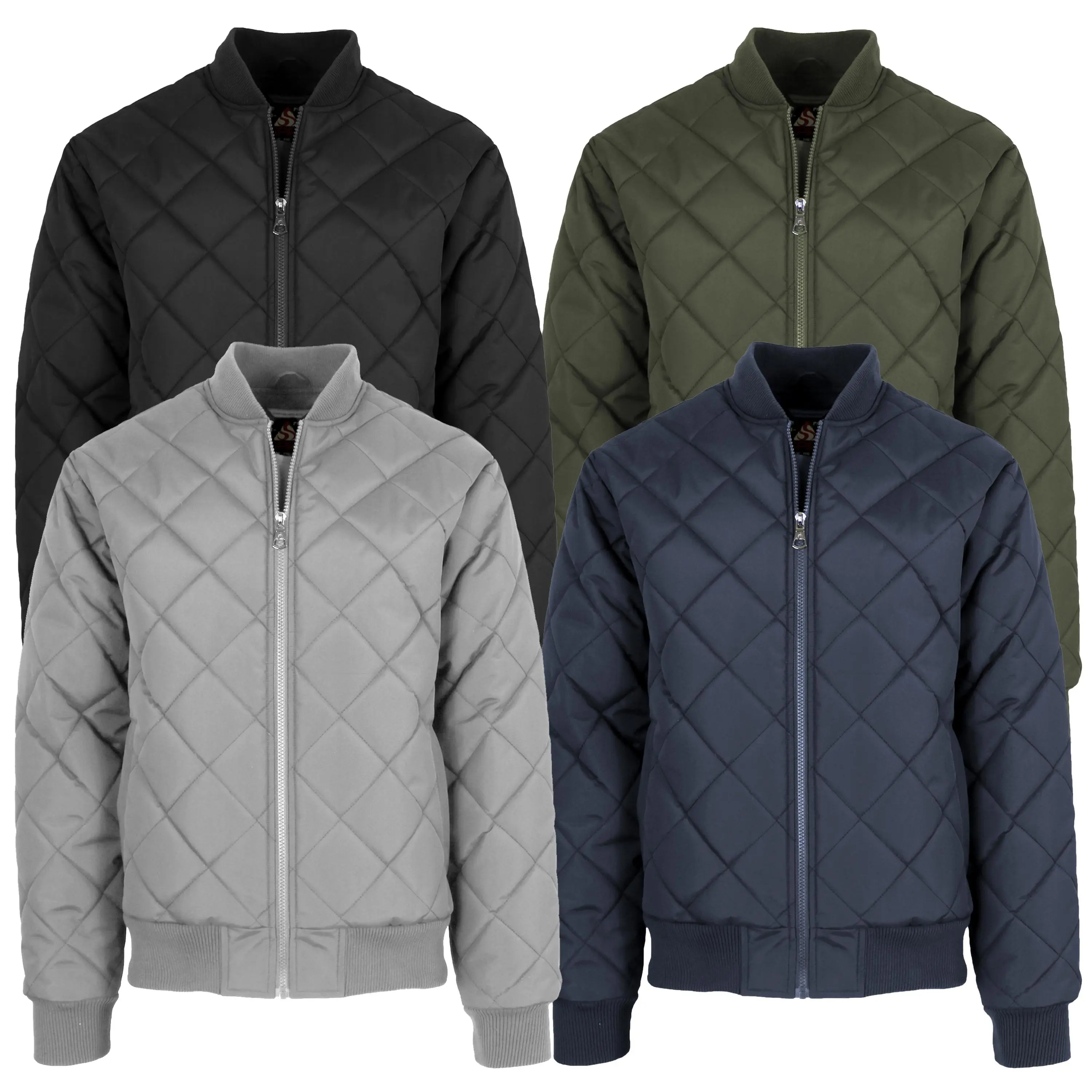 Men's Long Sleeve Quilted Bomber Jackets (S to 2XL)