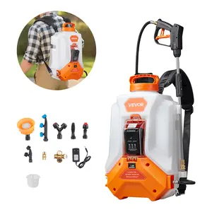 VEVOR Battery Powered Backpack Sprayer,  4 Gallons Electric Backpack Sprayer, 2 Wands & 8 Nozzles, Adjustable 0-90 PSI, 4H Runtime, Portable Yard Garden Lawn Sprayers for Weeding Spraying Cleaning