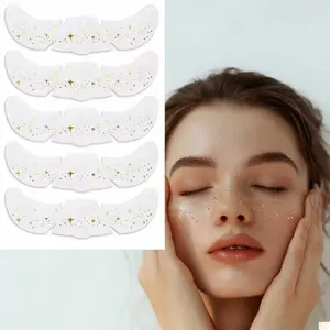5PCS【Same Style】 Glitter Freckles Temporary Tattoos, Gold and Holographic Fake Tattoo Stickers,Dots, Stars, Broken Diamonds, 6 in × 2 in