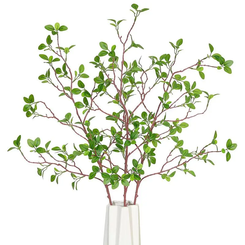 Milan leaves Artificial Plants,3PCS 43.3" Green Faux Branches for Vase,Artificial Plants & Flowers Faux Greenery Stems Fake Plants for Shop Garden Office Home Décor