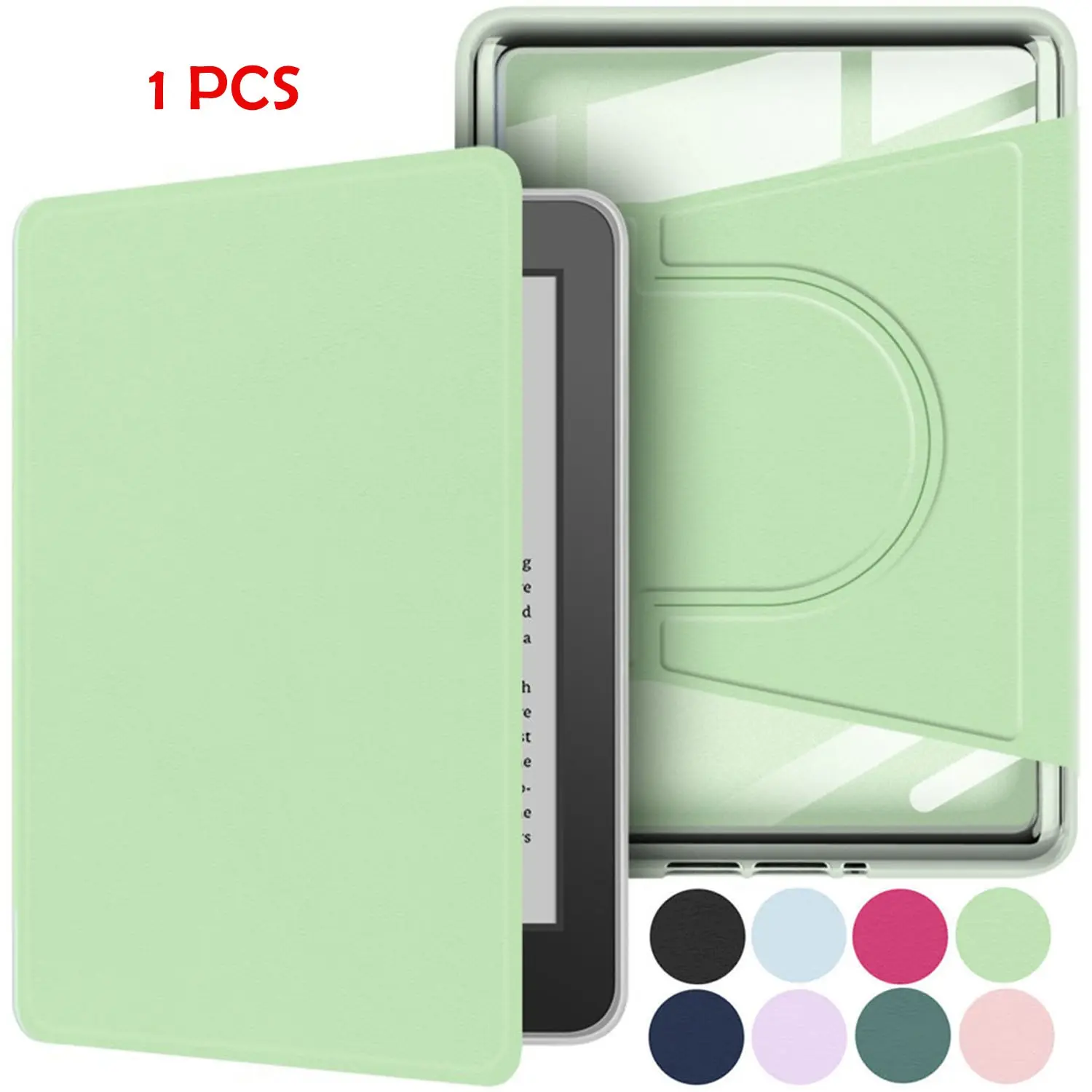 360 Degree Rotating Acrylic Magnetic Bracket Case, Tablet Accessories, for Kindle 2024/2022 11th Generation 6-Inch Model No. RS23CV, Detachable Protective Adjustable Stand Cover with Clear Back and Auto Sleep/Wake