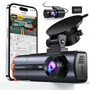 🚨 3CH 4K Dash Cam | FREE 64G Card |GPS| Front 4K + Rear & Cabin 1080P | Ultra HD | Anti Collision Safe | Wi-Fi Quick View🚗Non-rechargeable, must be used while plugged in.
