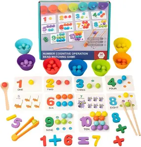 PERFECT EASTER BASKET FILLER: Montessori Math & Counting Game | All-in-One Toddler Skill Builder (Fine Motor, Math, Logic)Number Cognitive Clip Bead Matching Game Interactive Wooden Peg Board Beads Set, Boy Girl Birthday Gift