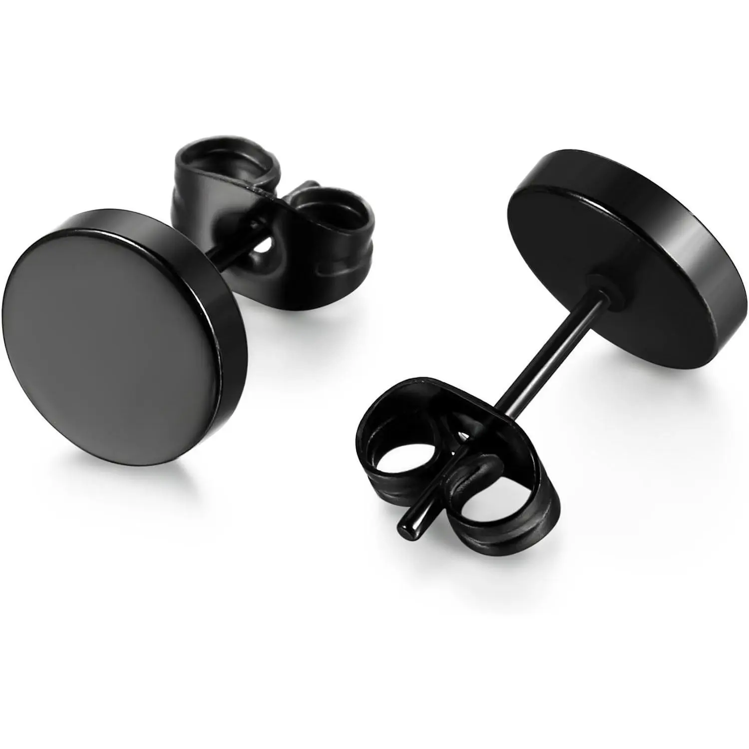FINREZIO Stainless Steel Black Stud Earrings for Men Women 3mm-8mm Available Daily Menswear Elegant Classic earring stack non tarnish jewelry earrings women