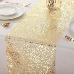 Glitter  Mesh Table Runner, 1 Count Modern Exquisite Elegant Tablecloth, Table Decoration Supplies for Home Dining Room Wedding Birthday Festival Banquet Party
