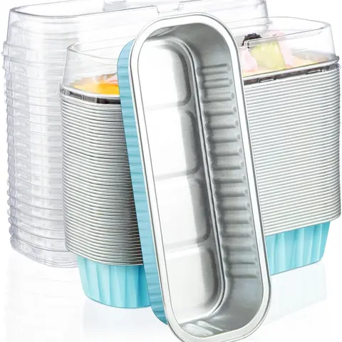 Disposable Aluminum Foil Cake Cups with Cupcake Carry Lids (30pcs, 6.8oz/200ml, 6.5"x2.5"x1.2") - Oven-Safe, Sturdy Thick Mini Ramekins, Self-Standing, Tight-Sealing, Dish-Friendly, Carry w/o Boxes, Ideal for Weddings & Parties, Camping Ready