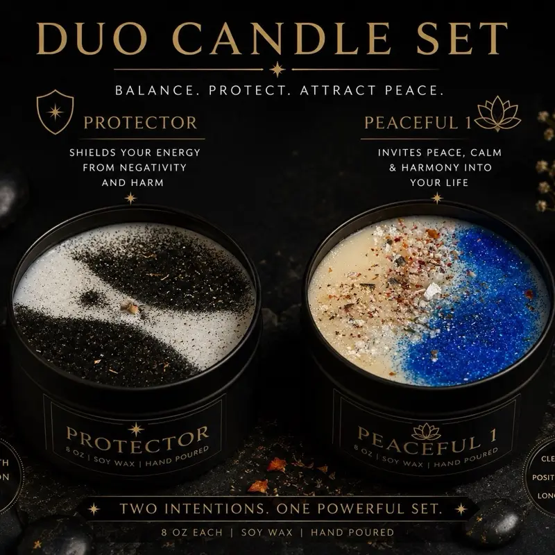 Peace and Protection Pair - (2 spelled candles) The Peaceful 1 for Peace and Clarity & The Protector for Harm and Evil Protection