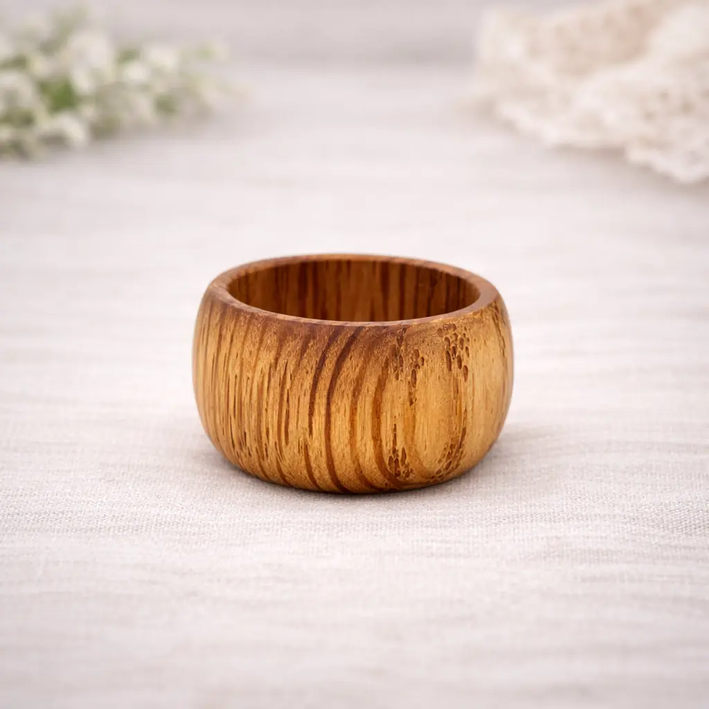 Oak Wood Ring – Natural Wide Band Wooden Band