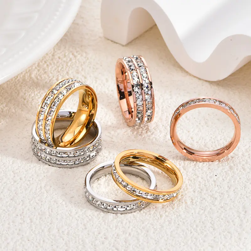 Unisex Full Eternity Tiny Cubic Zirconia CZ Ring Fashion Wedding Engagement Bands summerwins Finger Ring Artificial Gemstone Ring