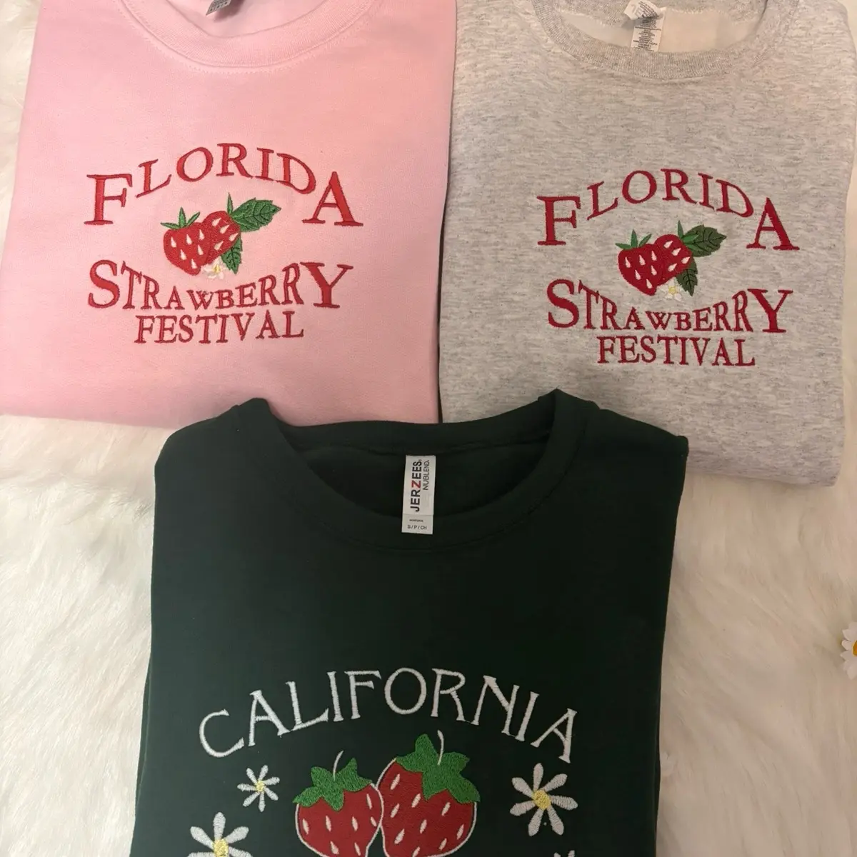 Florida strawberry festival embroidered crewneck