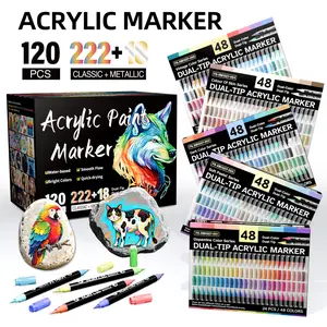 Acrylic Paint Markers,24/48/72/144/240 Colors, Dual tips Dual Color Acrylic Paint Pens for Rock Painting, Canvas, Wood, Glass, Ceramic, Fabric, Plastic, Egg & Scrapbook. Soft Brush Tips Paint Pens and Paint Markers, Art Supplies, Crafts Art Supplies