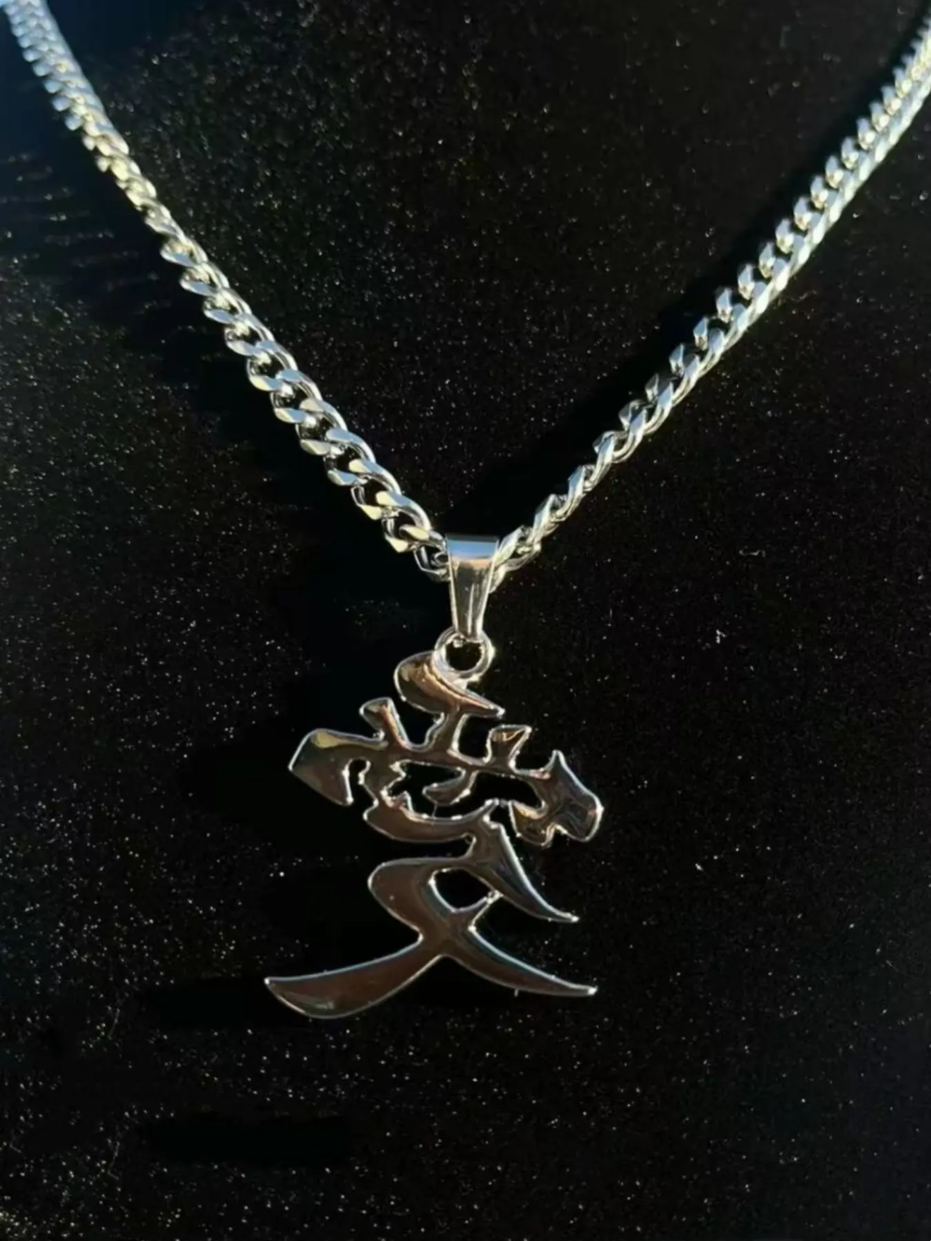 Anime Kanji Stainless Steel Necklace, Punk Style Chain, Gaara Love ...
