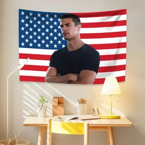 British Actor Tapestry Theo James American Flag Home Decor Wall Hanging Room Decoration Bedroom Dorm Background Cloth Fans Gift 60X40