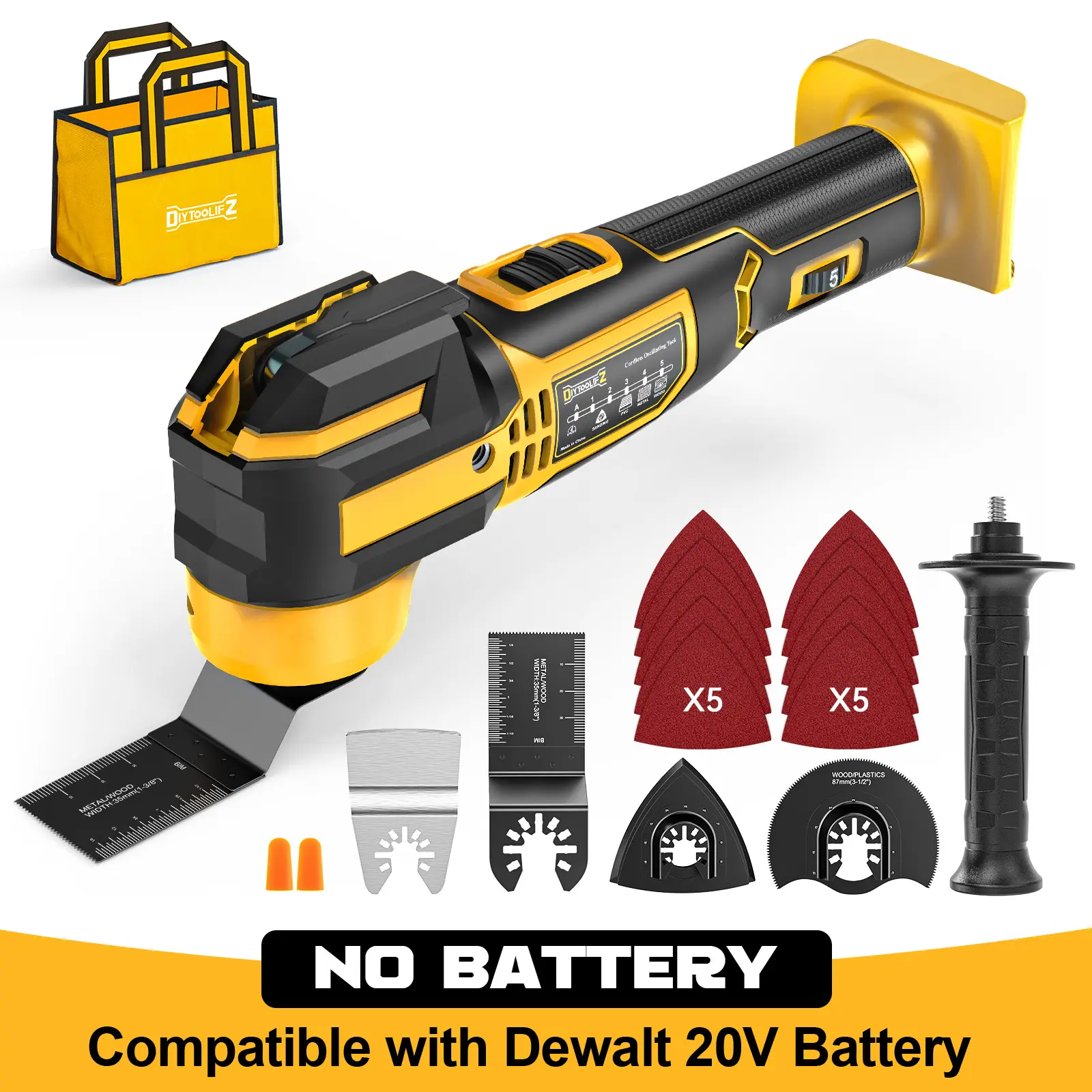 Upgrade Cordless Oscillating Tool Compatible with Dewalt 20V Battery(NO BATTERY!!), Brushless Multi Tool Kit with 6 Speed for Cutting Wood Remove Grout & Sanding,LED Light summervibes