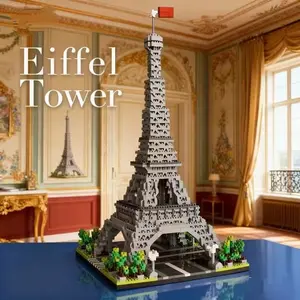 1500+pcs Eiffel Tower Microbead Building Blocks Set Model, Building Block Sets, Diy Building Model, Creative 3D Puzzle Art Collection, Perfect Gift for Halloween Christmas Birthday