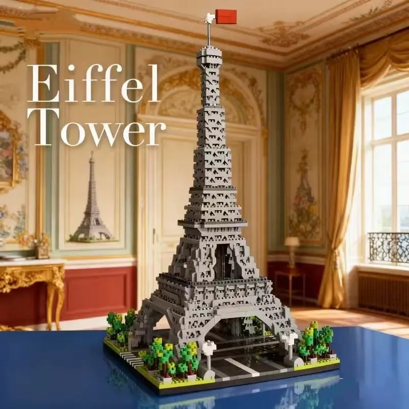 1500+pcs Eiffel Tower Microbead Building Blocks Set Model, Building Block Sets, Diy Building Model, Creative 3D Puzzle Art Collection, Perfect Gift for Halloween Christmas Birthday