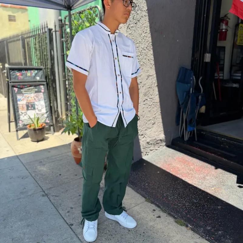 Handmade Men’s Green Cargo Pants | Relaxed Fit | Lightweight Casual Mexican Style Pants size Large