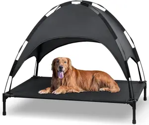 ChillSpot Outdoor Elevated Pet Bed with Removable Canopy - Portable Cooling Dog Cot for Dogs and Cats - 42-Inch Raised Bed with Canopy Shade Tent