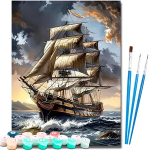Paint by Numbers Kit for Adults Beginner,Sailboat Easy Adult Paint by Number Kits on Canvas DIY Painting for Surprise Gift Home Wall Decor 16x20 Inch