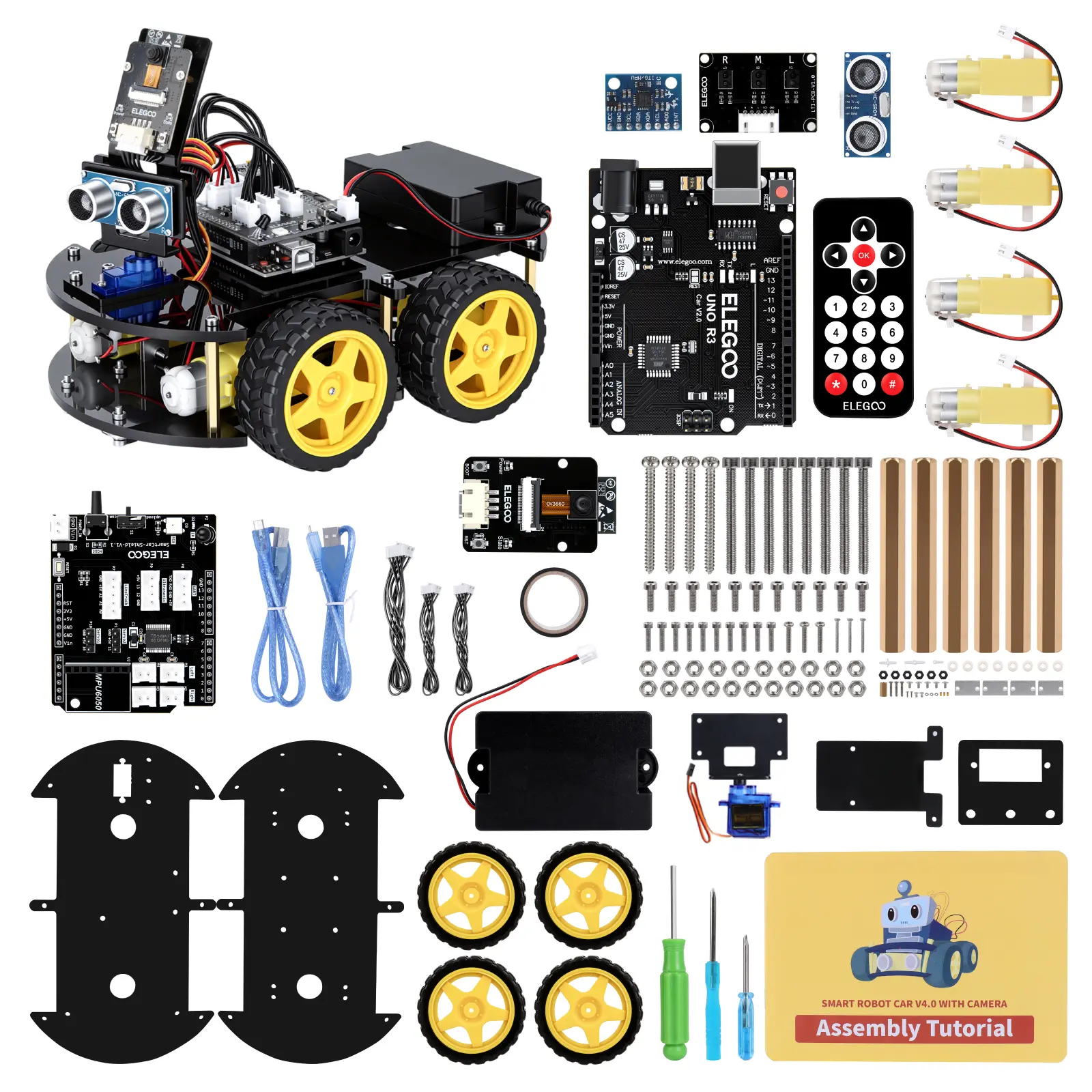 ELEGOO UNO R3 Smart Robot Car Kit V4 for Arduino Robotics for Kids Ages 8-12 12-16 STEM Science Kits Coding Gifts for 8 9 10 11 12 13 14 15 16 Year Old Boys Girls Teens Cool Engineering Building Toys