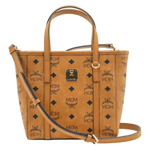 MCM Toni Visetos Monogram Tote Bag in Brown and Cognac for Women Stylish Work Bag Fashionable Tote Bag