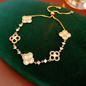Loveden Clover Flower Bracelet For Women Daily All Matching Bangles Charm Bracelets Adjustable Hypoallergenic Jewelry Girls Birthday Prom Party Gift Wear Accessories