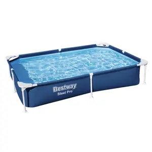 Bestway Steel Pro 87in x 59in x 17in Rectangular Above Ground Outdoor Swimming Pool