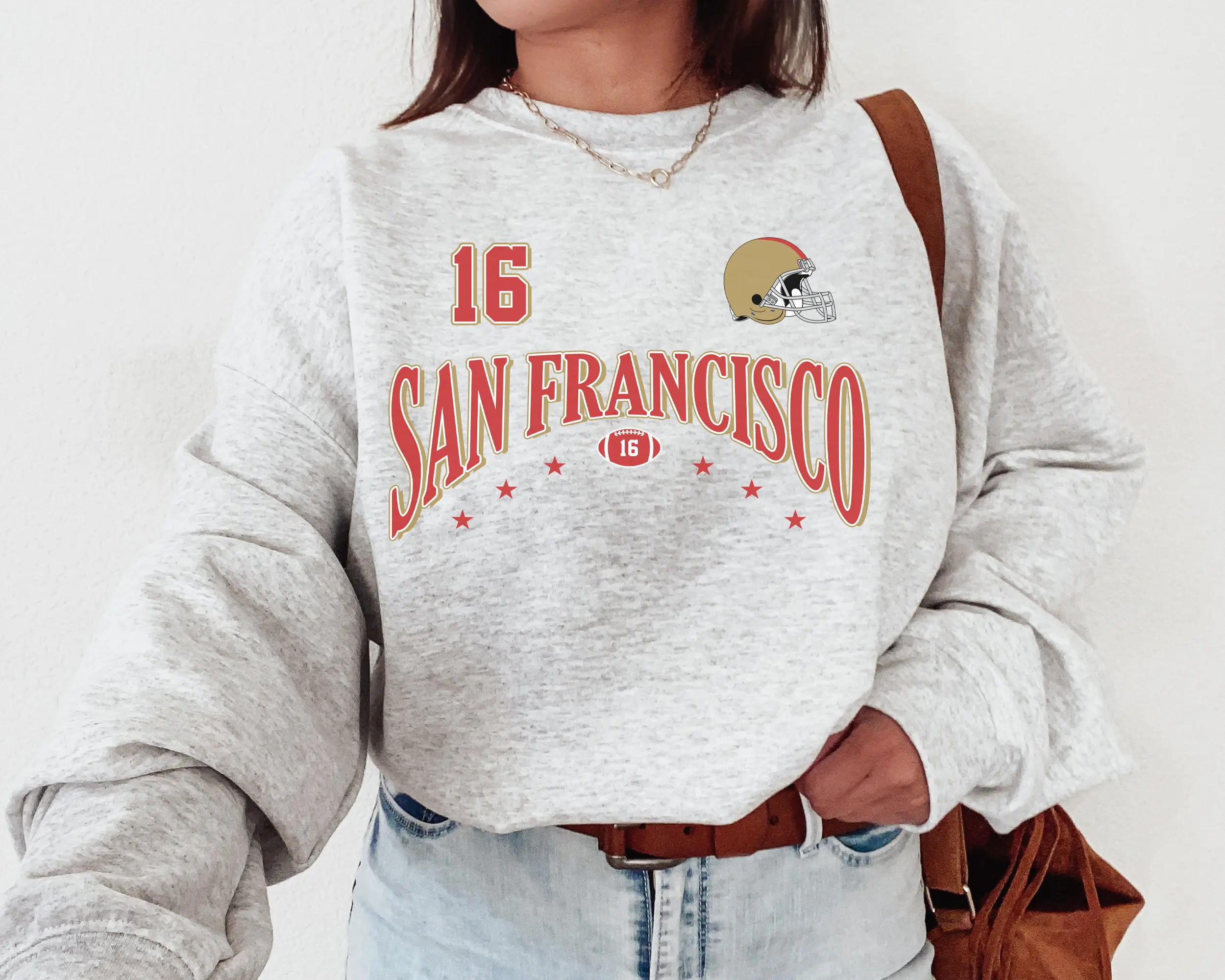 Vintage San Francisco Football Crewneck Sweatshirt T-shirt The Niners Retro San Francisco Sweatshirt 49er