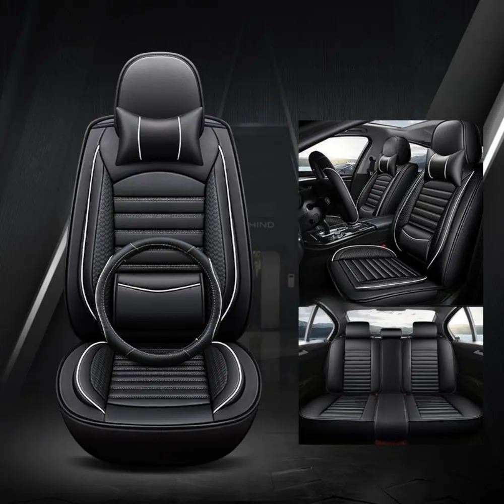 A must-have for revitalizing the interior of a 5-seater car! Full surround PU leather seat cover, fixed lumbar support, waterproof, stain resistant and wear-resistant, providing all-round protection for the seat, making your car always look new!